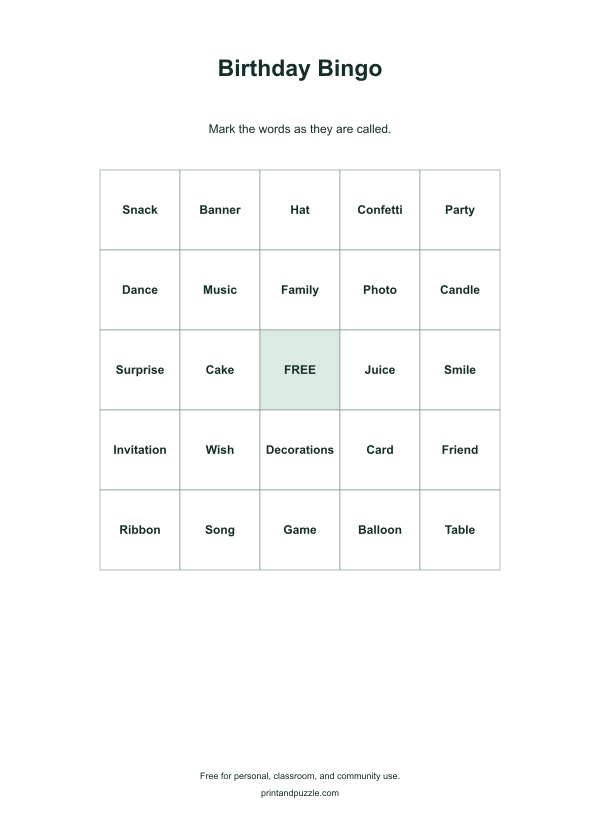 Birthday bingo cards printable worksheet preview