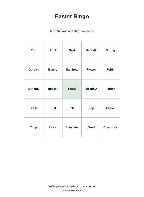 Easter bingo cards printable worksheet preview