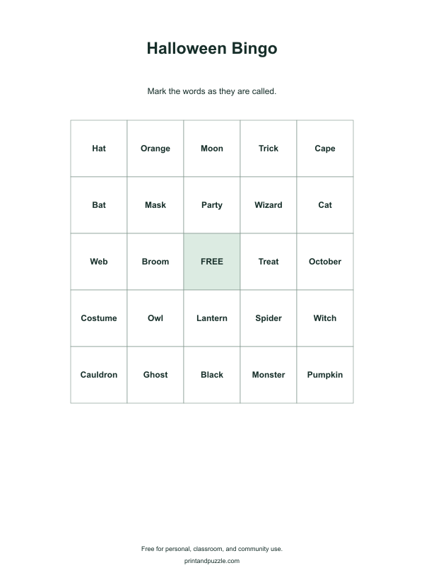 Halloween bingo cards printable worksheet preview
