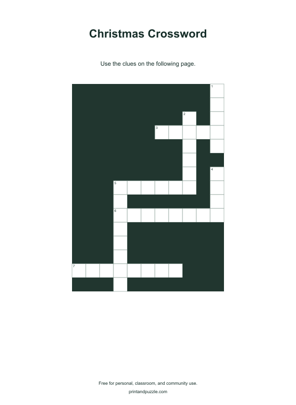 Christmas crosswords printable preview