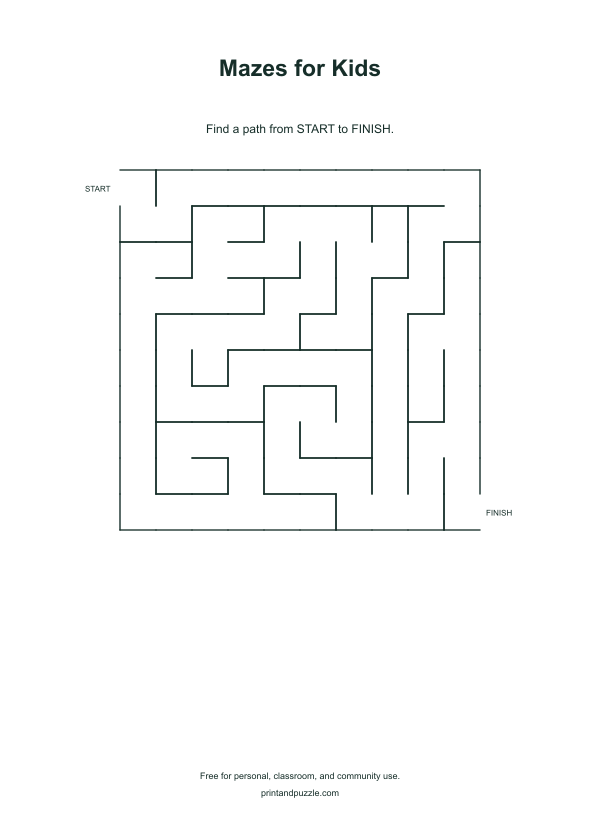 Mazes for Kids mazes printable worksheet preview