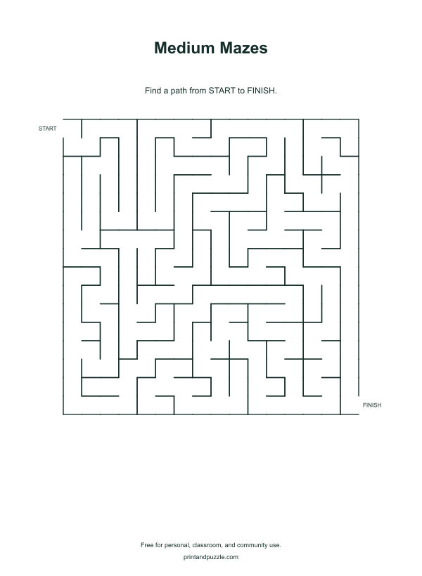 Medium Mazes mazes printable worksheet preview