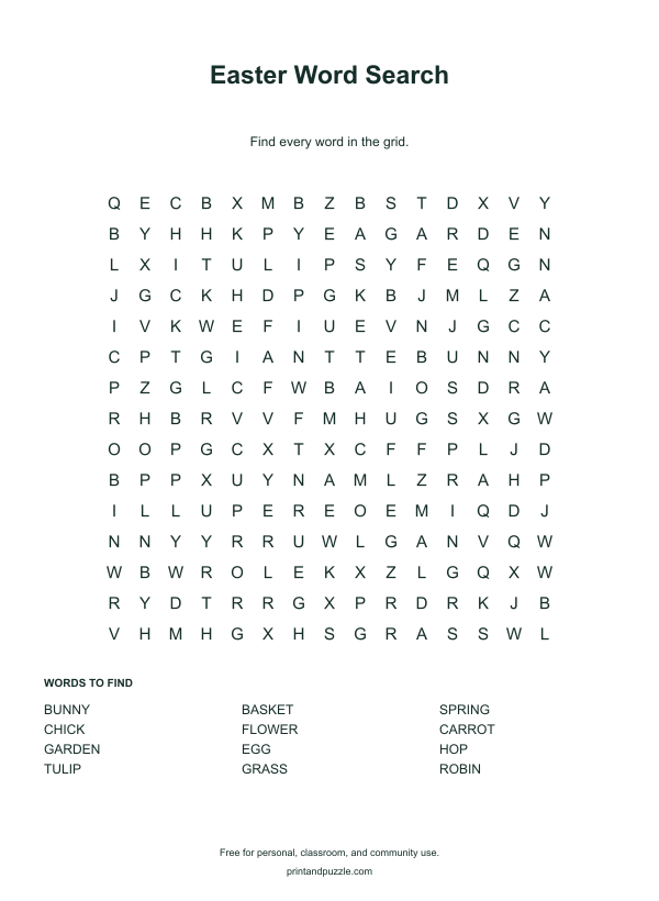 Easter word searches printable worksheet preview